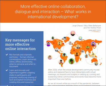 Brief summarises lessons for more effective online collaboration, dialogue, and interaction in international development
