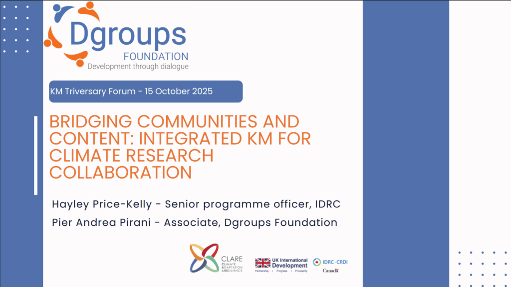 Bridging Communities and content: Dgroups Foundation at the KM Triversary Forum
